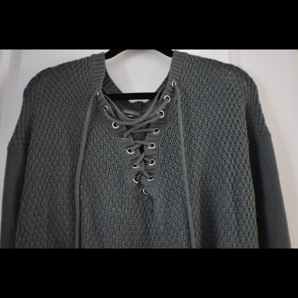 Green laced up sweater